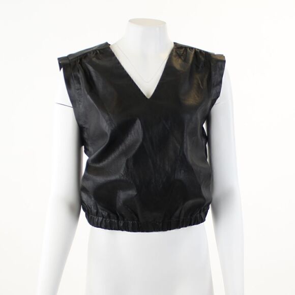 Ramy Brook Faux Leather Muscle Tee in Black - Picture 2 of 5